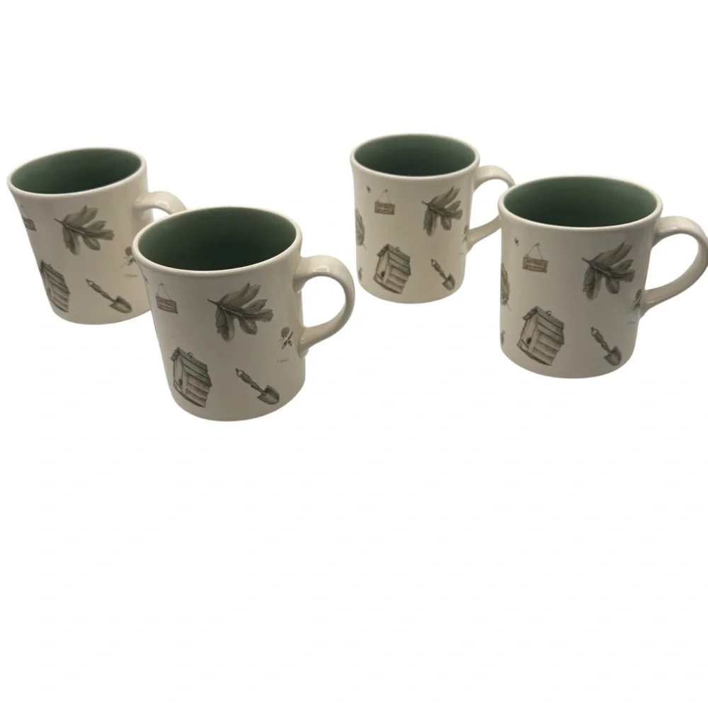 PFLATZGRAFF NATUREWOOD MUG SET – GREEN INTERIOR – GARDENING THEME